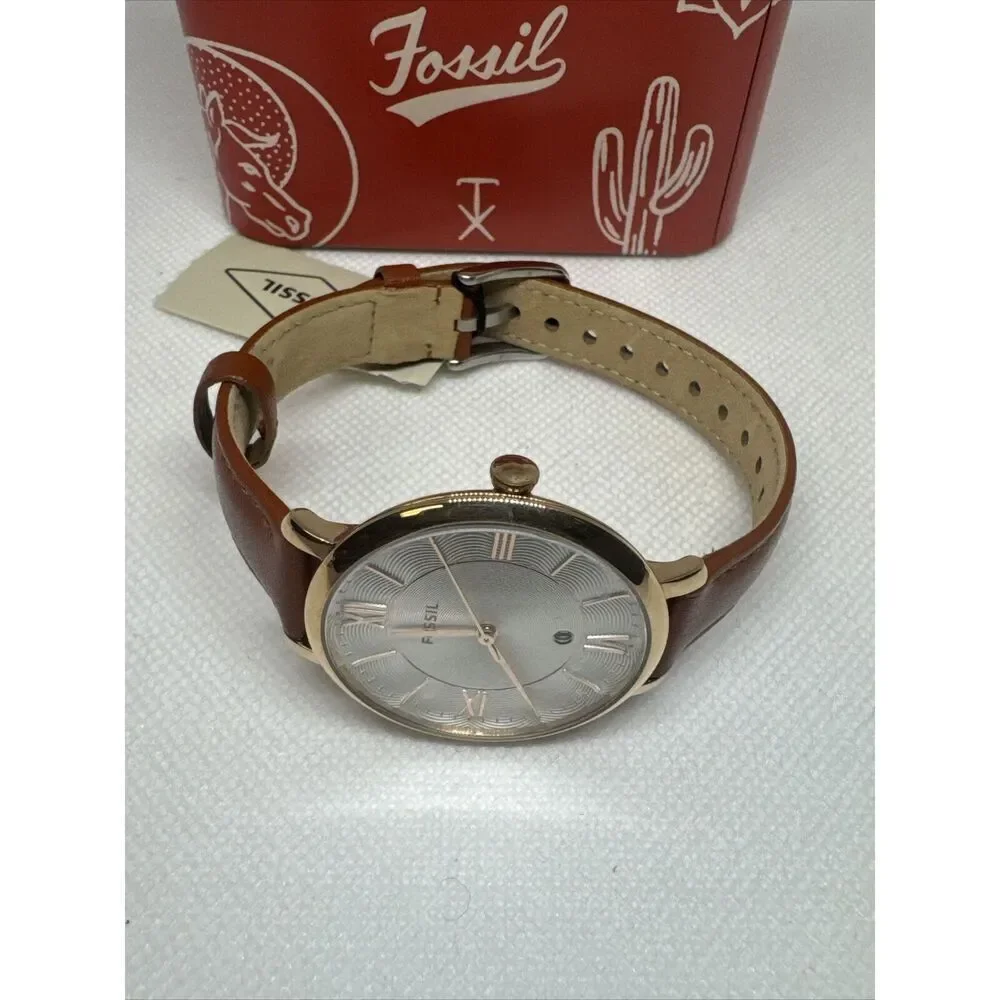 Fossil Jacqueline ES4352 Men Brown Leather Strap Analog Dial Quartz Watch YAY54